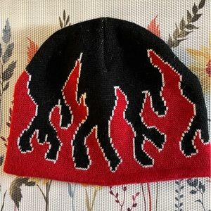 Winter hat beanie with flames